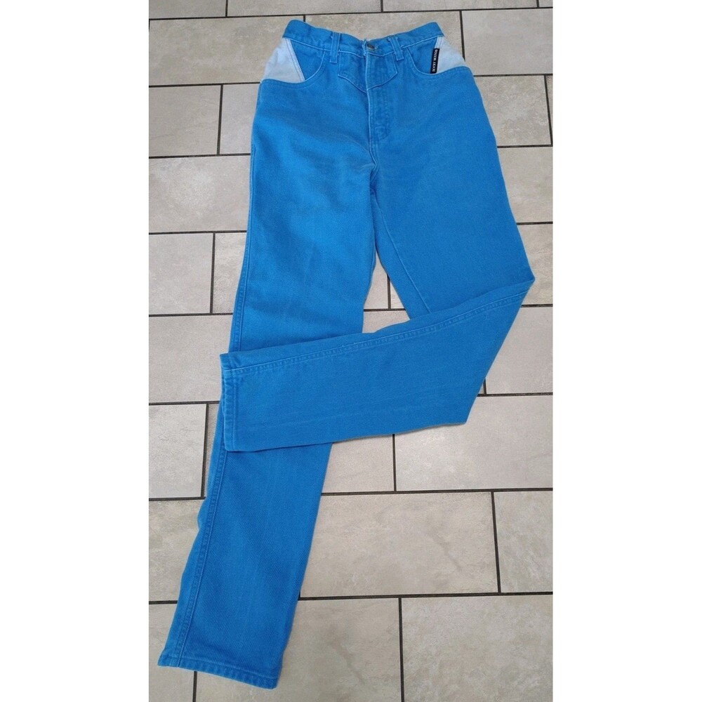 Rocky Mountain Style 71459 Teal High Waist Western Jeans Womens Size 27 / 5 VTG
